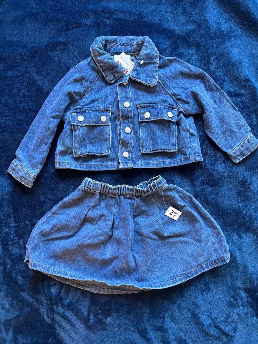 Scout & Story 2-Piece Denim Set with Button-Down Jacket and Elastic Waist Skirt